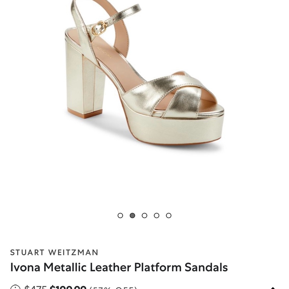 NIB Stuart Weitzman IVONA Sandals, Gold Platino Metallic Nappa, size 9 B (39.5) - Picture 15 of 15